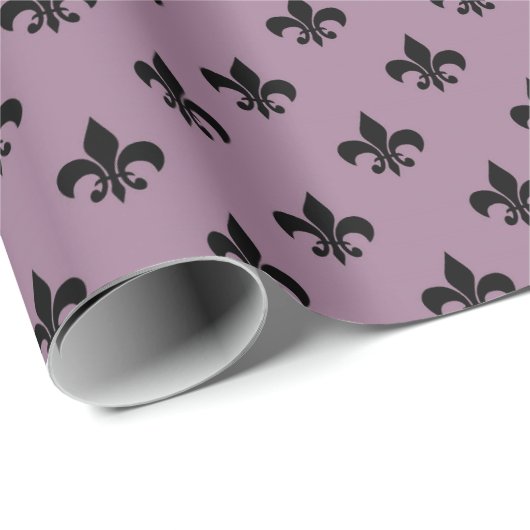 Mauve und Black Antique Lilie Paris Pattern Geschenkpapier (Rolleneckpunkt)