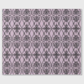 Mauve und Black Vintag Damask Muster Geschenkpapier (Flach)