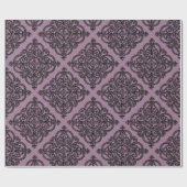 Mauve und Black Vintag Damask Muster Geschenkpapier (Flach)