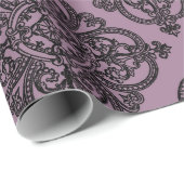 Mauve und Black Vintag Damask Muster Geschenkpapier (Rolleneckpunkt)