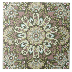 Mauve und Blue Boho Mandala Keramik Tile Fliese