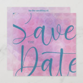 Mauve und Blue Save the Date Card & Envelope (Vorne/Hinten)