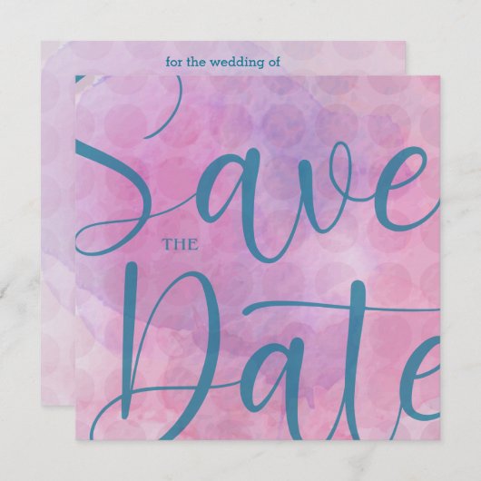 Mauve und Blue Save the Date Card & Envelope (Vorne/Hinten)