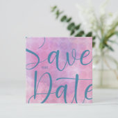 Mauve und Blue Save the Date Card & Envelope (Stehend Vorderseite)
