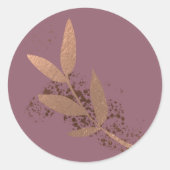 Mauve und Bronze Fall Leaf Wedding Round Sticker (Vorderseite)