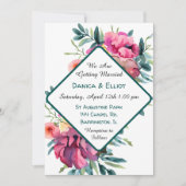 Mauve und Burgundy Floral Wedding Einladung (Vorderseite)