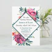 Mauve und Burgundy Floral Wedding Einladung (Stehend Vorderseite)