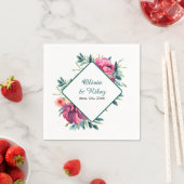 Mauve und Burgundy Floral Wedding Serviette (Beispiel)