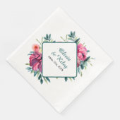 Mauve und Burgundy Floral Wedding Serviette (Ecke)