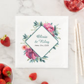 Mauve und Burgundy Floral Wedding Serviette (Beispiel)