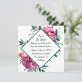 Mauve und Burgundy Floral Wedding speichern das Da Einladung (Stehend Vorderseite)