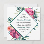 Mauve und Burgundy Floral Wedding speichern das Da Einladung (Vorderseite)