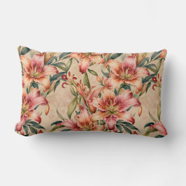 Mauve und Copper Lilies auf Tan Lendenkissen