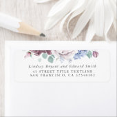 Mauve und Dusty Blue Floral Wedding Label (Insitu)