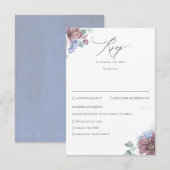 Mauve und Dusty Blue Floral Wedding RSVP Karte (Vorne/Hinten)