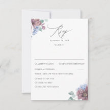 Mauve und Dusty Blue Floral Wedding RSVP