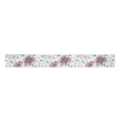 Mauve und Dusty Blue Flowers Botanical Satinband (Vorderseite)