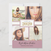 Mauve und Gold | 4 Foto Abschluss Einladung (Vorderseite)