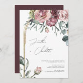 Mauve und Gold Arch Foliage Hochzeit Einladung (Vorne/Hinten)