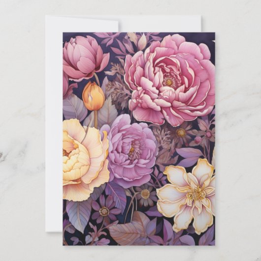 Mauve und Gold Floral Brautparty Einladung (Rückseite)