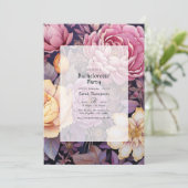 Mauve und Gold Floral Junggeselinnen-Abschied Einladung (Stehend Vorderseite)