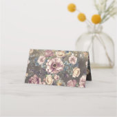 Mauve und Gold Floral Mason Jar Rustikale Hochzeit Platzkarte (Rückseite)