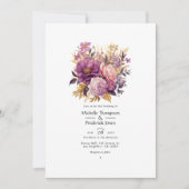 Mauve und Gold Floral Wedding Einladung (Vorderseite)