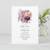Mauve und Gold Floral Wedding Einladung (Stehend Vorderseite)