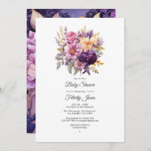 Mauve und Gold Floral Wedding Einladung (Vorne/Hinten)