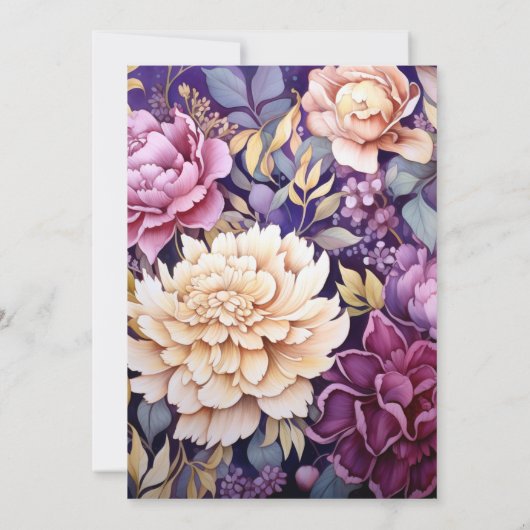 Mauve und Gold Floral Wedding Einladung (Rückseite)