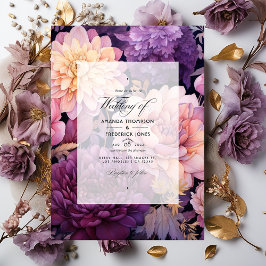 Mauve und Gold Floral Wedding Einladung