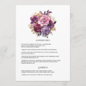 Mauve und Gold Floral Wedding Menükarte (Rückseite)