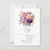 Mauve und Gold Floral Wedding RSVP Karte (Vorderseite)