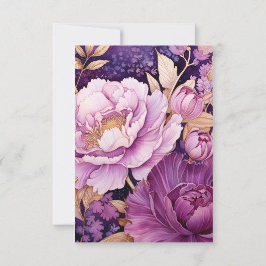 Mauve und Gold Floral Wedding RSVP Karte (Rückseite)