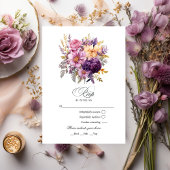 Mauve und Gold Floral Wedding RSVP Karte