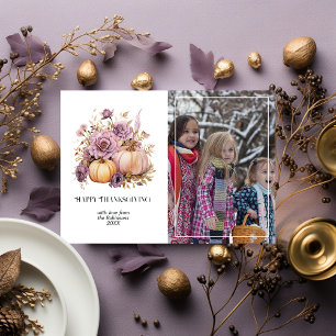 Mauve und Gold Holly und Efeu Thanksgiving Feiertagskarte