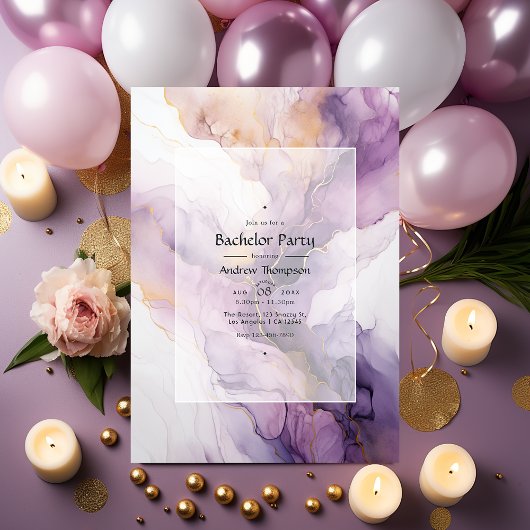 Mauve und Gold Ink Bachelor Party Einladung
