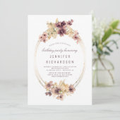 Mauve und Gold Vintag Floral Geburtstagsparty Einladung (Stehend Vorderseite)