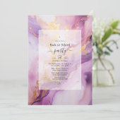 Mauve und Gold zurück zum Party der Schule Einladung (Stehend Vorderseite)