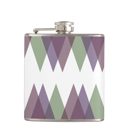 Mauve und grüne Dreiecke Flachmann (Vorderseite)
