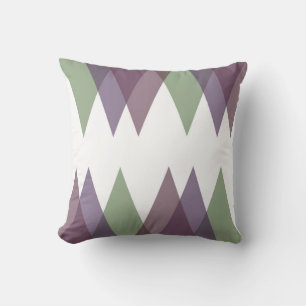 Mauve und grüne Dreiecke Kissen