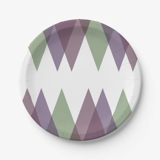 Mauve und grüne Dreiecke Pappteller (Vorderseite)