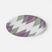 Mauve und grüne Dreiecke Pappteller (Schrägansicht)