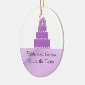 Mauve und Lila Hochzeitstortendesign Keramikornament (Links)
