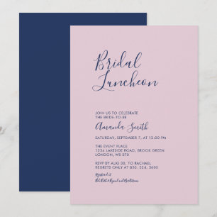 Mauve und Marine   Einfaches Minimal Bridal Lunche Einladung