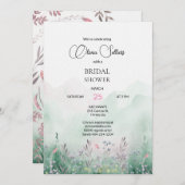 Mauve und Mint Meadow Brautparty Einladung (Vorne/Hinten)