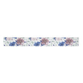 Mauve und Navy Blumen Botanische Satinblüten Satinband (Vorderseite)