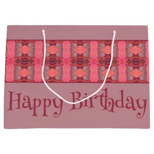 Mauve und Peach Gemustert Designer Große Geschenktüte (Vorderseite)
