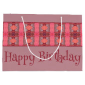Mauve und Peach Gemustert Designer Große Geschenktüte (Rückseite)