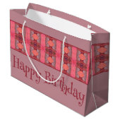 Mauve und Peach Gemustert Designer Große Geschenktüte (Rückseite Schrägansicht)